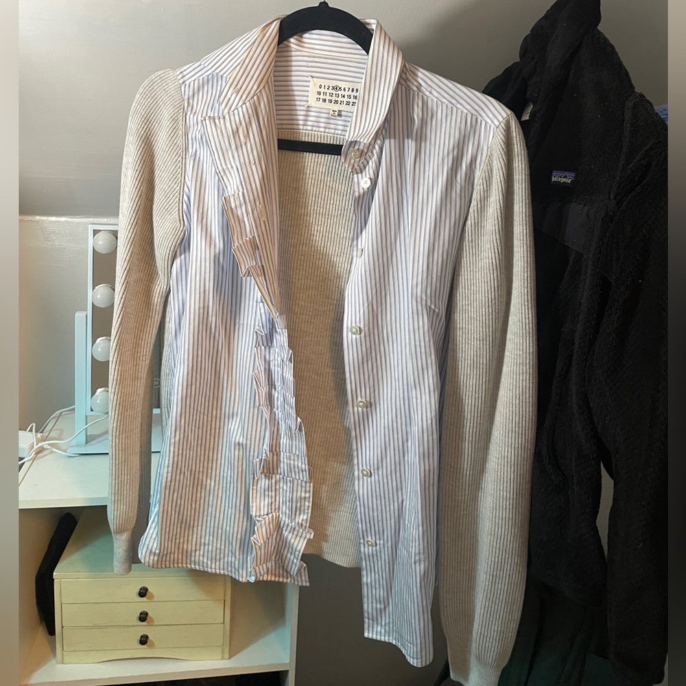 Vintage Maison Margiela Hybrid sweater button up pin stipe.